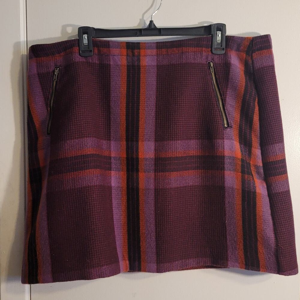 Stylus Plaid Skirt 16W Preppy Academia Wool Feel Lined Workwear Classic Plus - Picture 2 of 9